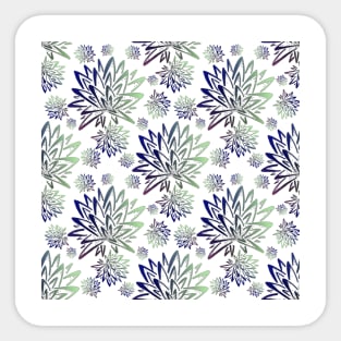 Abstract Blue Thistles Flower Pattern Sticker